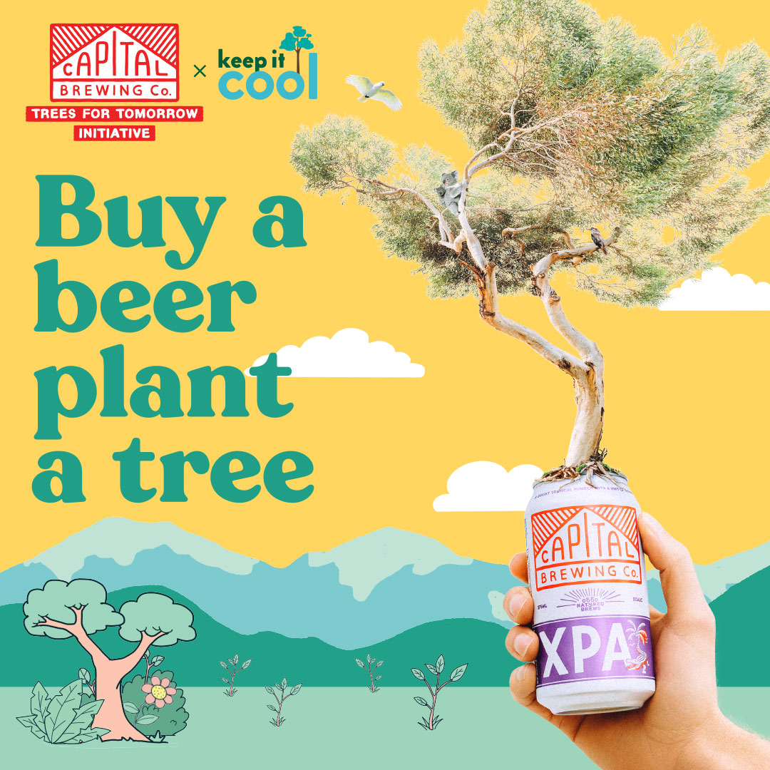 trees for tomorrow promo image for website. Can of XPA with tree coming out of it.